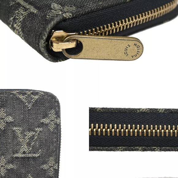 LOUIS VUITTON Zippy Round Long Wallet Monogram Denim Leather Blue - Picture 10 of 15